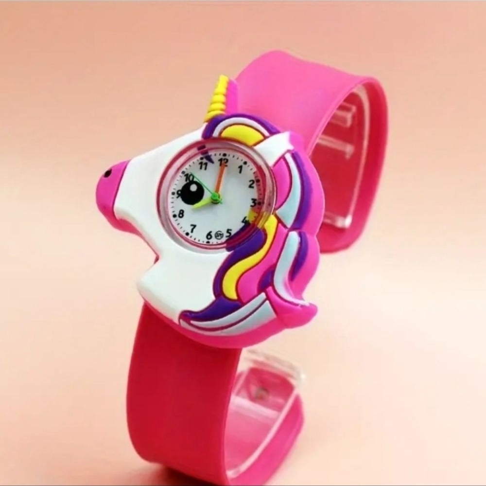 NWT! Unicorn Rose Red Girls Silicone Slap On Watch NEW